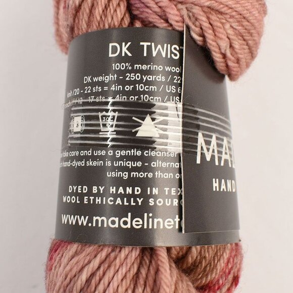 MadelineTosh Hand Dyed Yarn DK Twist Merino Wool 250 Yds Color Copper Pink - Picture 3 of 4